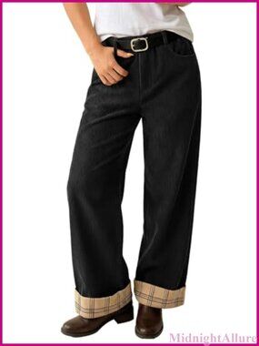 Corduroy Wide Leg Palazzo Pants with Pockets High Rise Stretch Casual